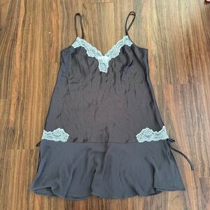 Victoria Secret M Grey Lace Drop Waist Sheer Camisole Y2K Indie Sleaze